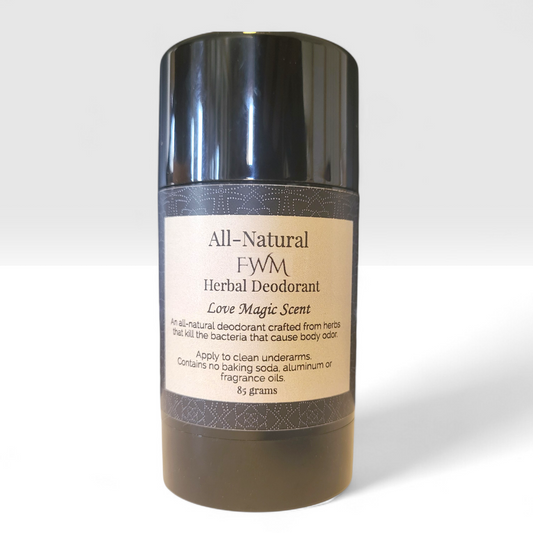 All-Natural FWM Herbal Deodorant with Love Magic Scent on a white background